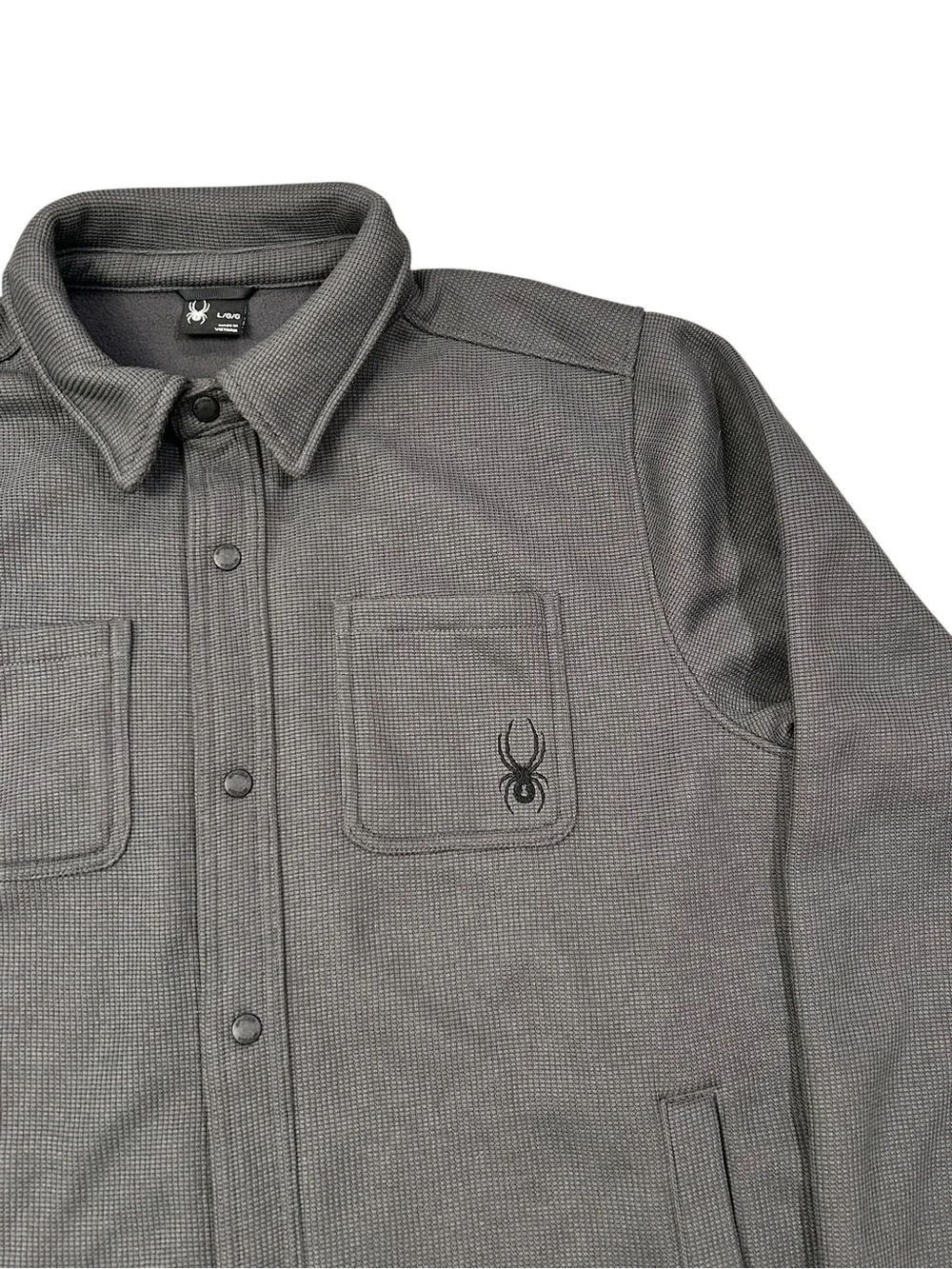 Spyder Avalon Waffle Knit Shacket Shirt Jacket Button Up Large Casual Gray